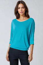 PAULA RYAN Batwing Top Modal Soft - Tahitian Blue