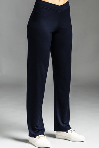 PAULA RYAN ESSENTIALS Narrow Leg Waistband Pant - Merino Navy