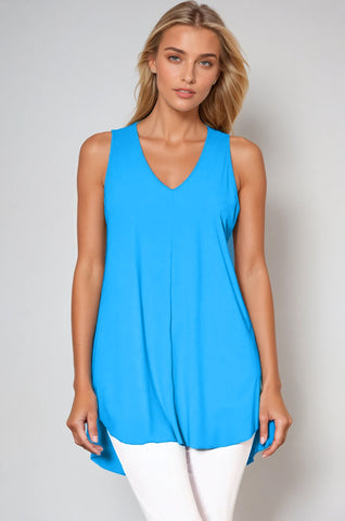 PAULA RYAN Long Layering Singlet Microjersey - Cyan Blue