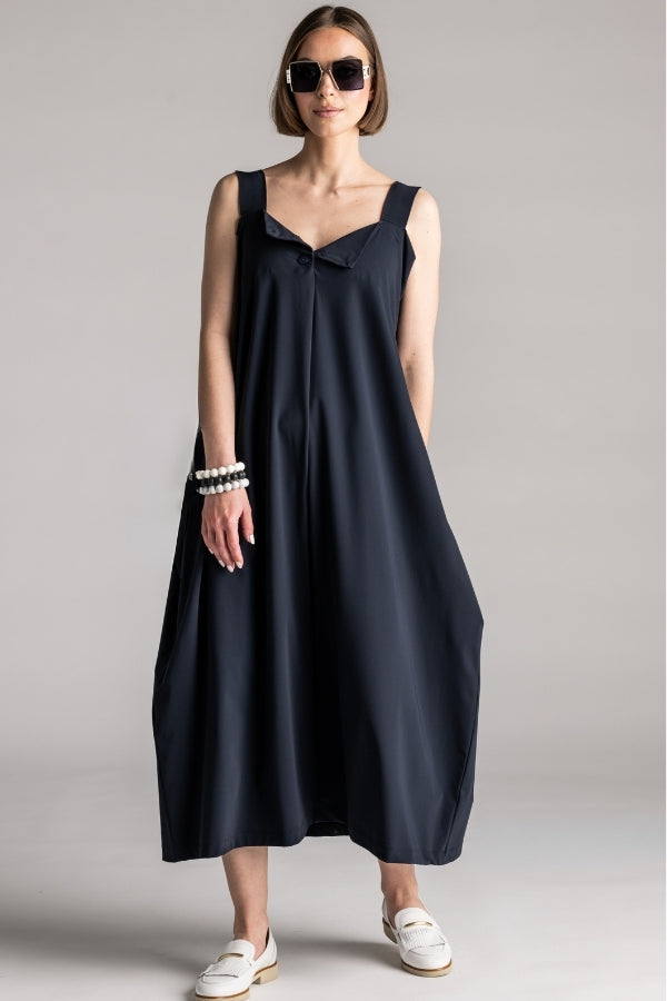 PAULA RYAN Reversible Dress Microjersey - Navy