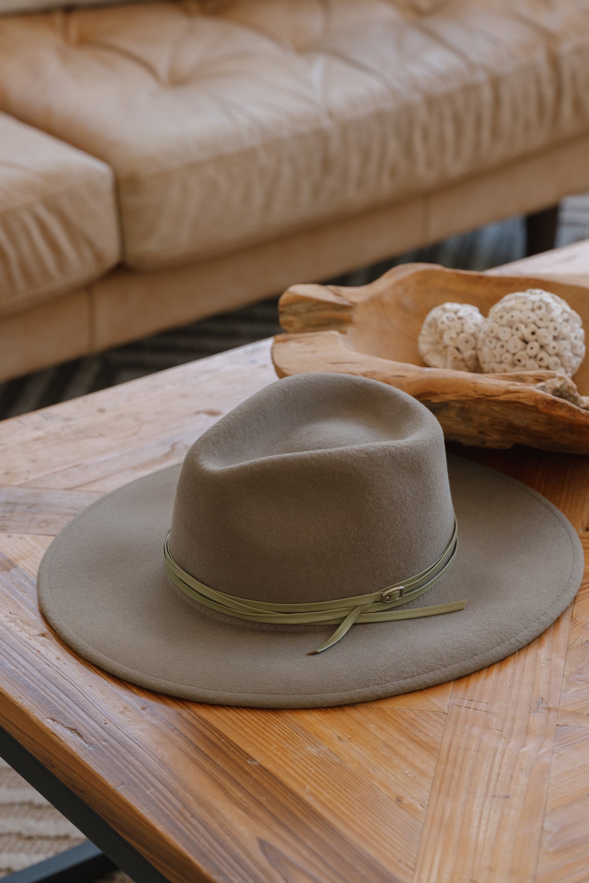 SUNDAISE - Tessa Wool Panama Hat - Stacked Trim Sage - Paula Ryan