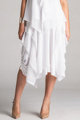PAULA RYAN Chiffon Overlay Skirt - White