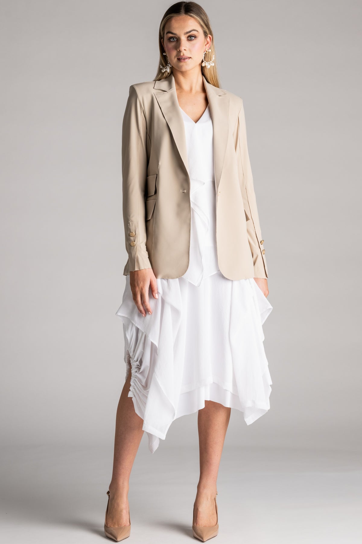 PAULA RYAN Chiffon Overlay Skirt - White