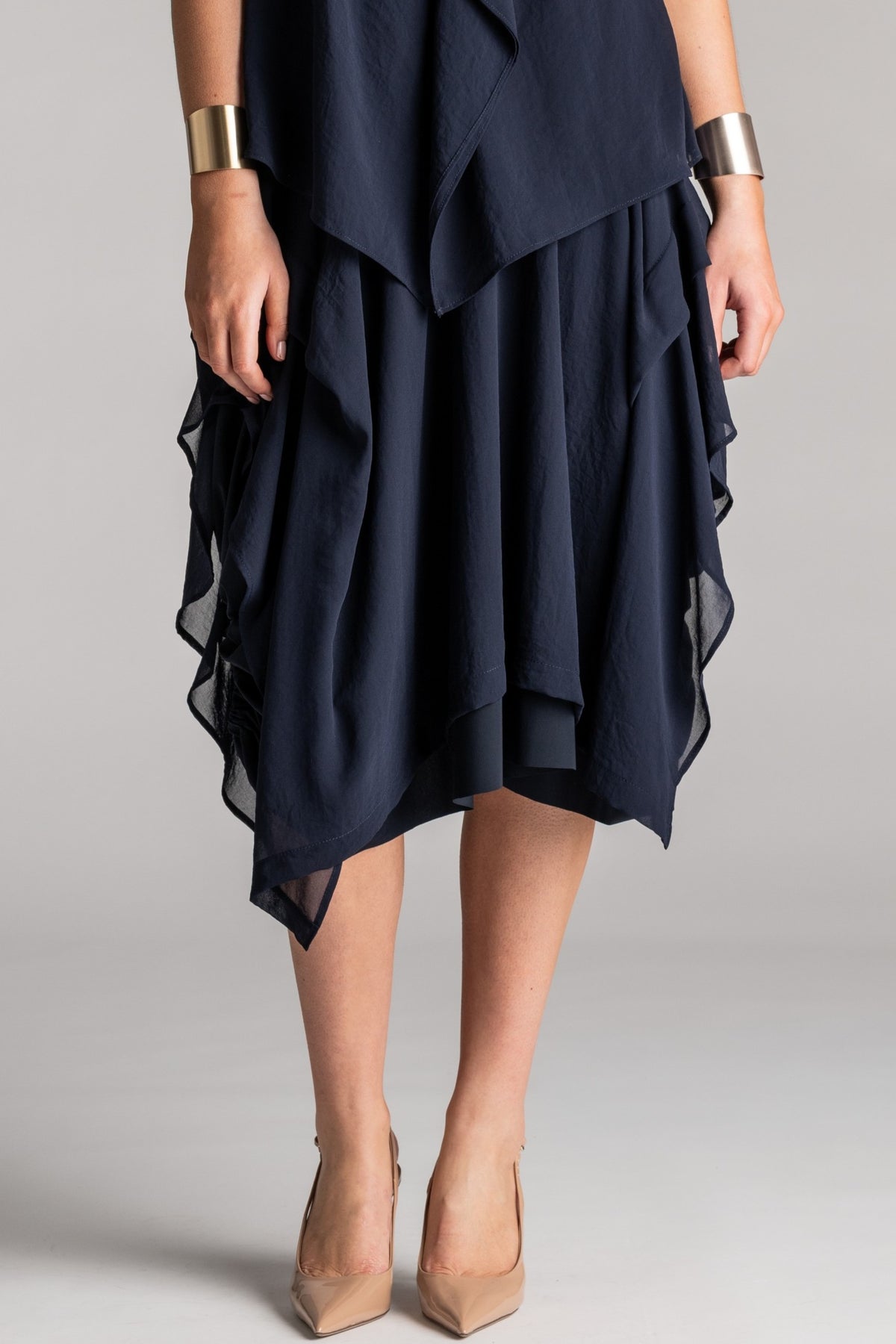 PAULA RYAN Chiffon Balloon Skirt - Navy