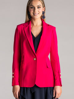 PAULA RYAN Long-line Boyfriend Jacket - Microjersey Electric Pink - Paula Ryan