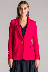 PAULA RYAN Long-line Boyfriend Jacket - Microjersey Electric Pink