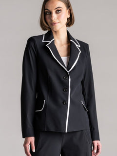 PAULA RYAN Contrast Trim Blazer - Black/White - Paula Ryan