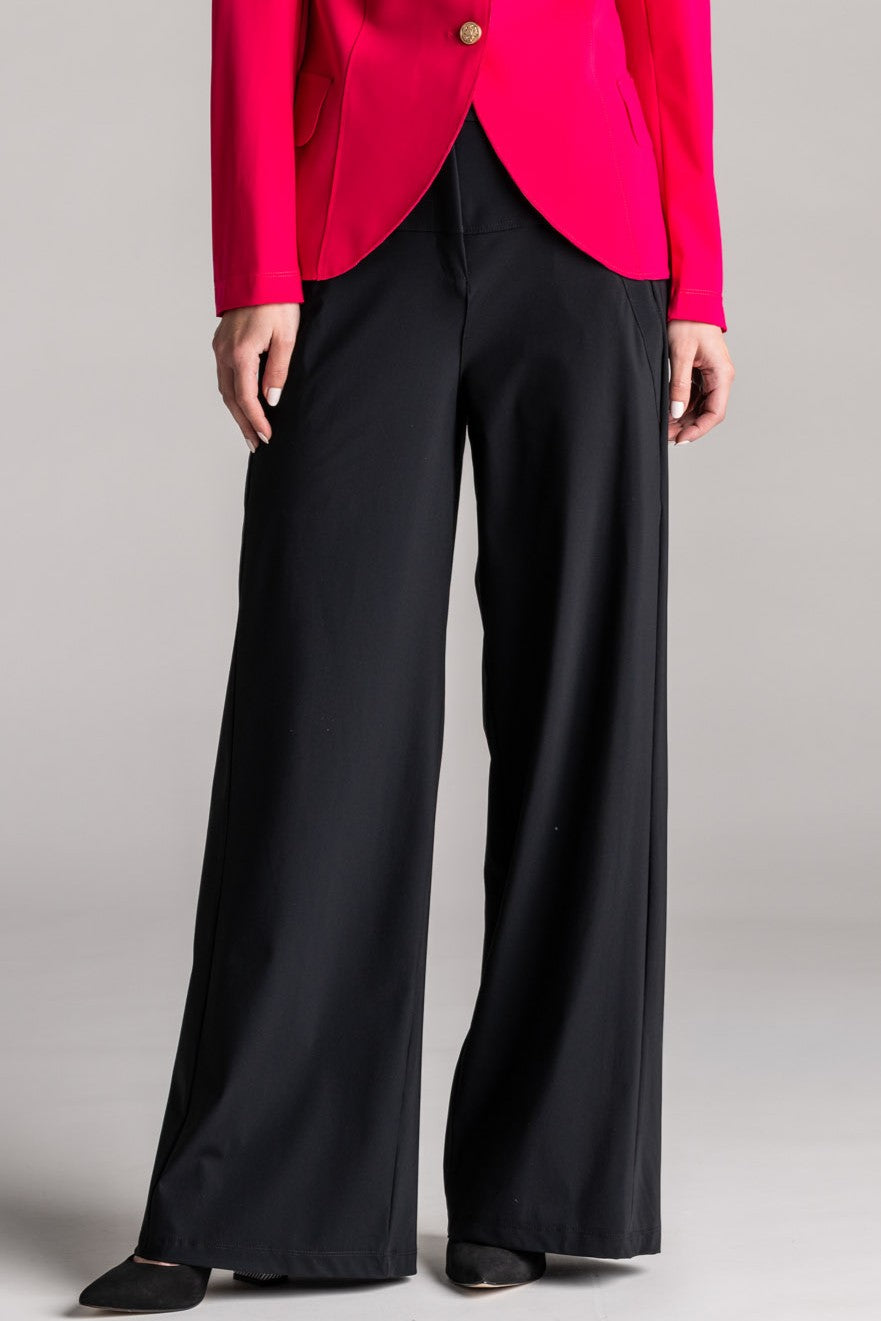 PAULA RYAN Wide Leg Pant -  Microjersey Black