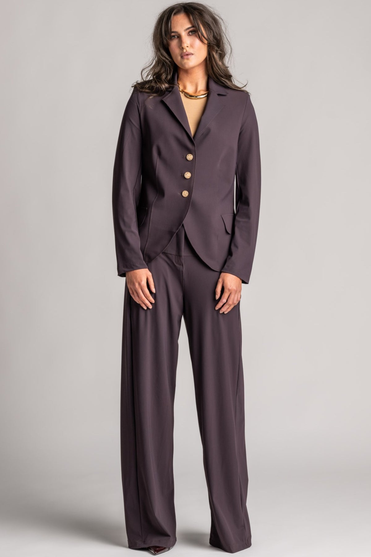 PAULA RYAN Classic Waisted Jacket - Cocoa Plum - Paula Ryan