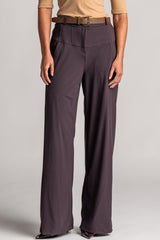 PAULA RYAN Wide Leg Pant - Microjersey Cocoa Plum