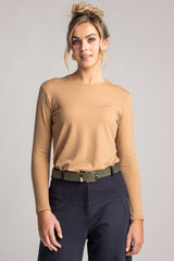 PAULA RYAN Easy Fit Crew Neck Top - Merino Camel