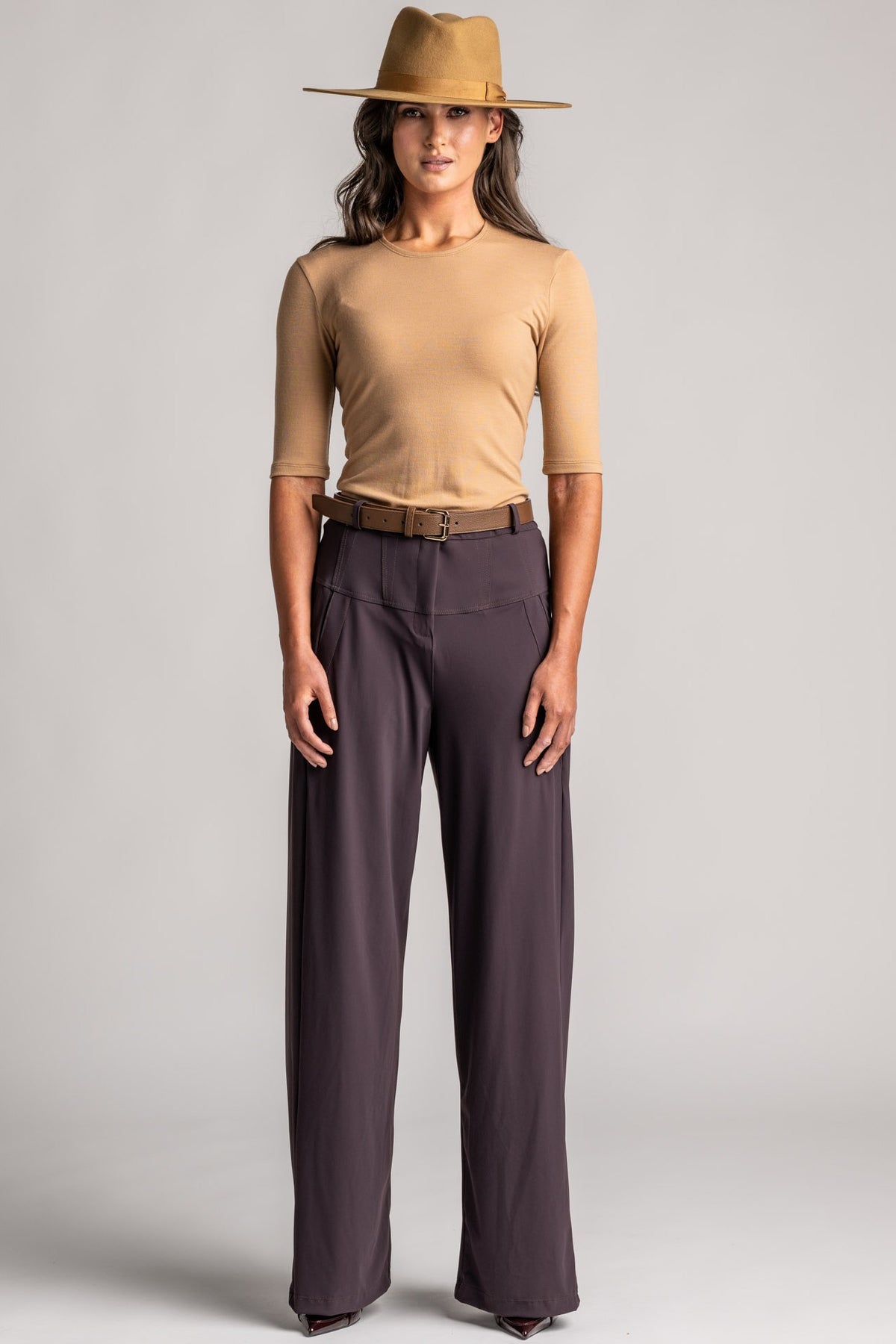 PAULA RYAN Slim Fit Half Sleeve Top - Merino Camel - Paula Ryan