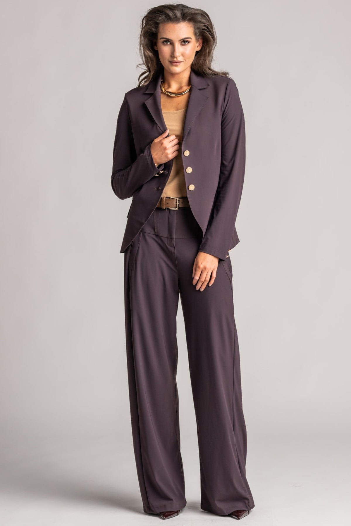 PAULA RYAN Wide Leg Pant - Cocoa Plum - Paula Ryan