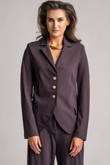 PAULA RYAN Classic Waisted Jacket - Microjersey Cocoa Plum PRE ORDER