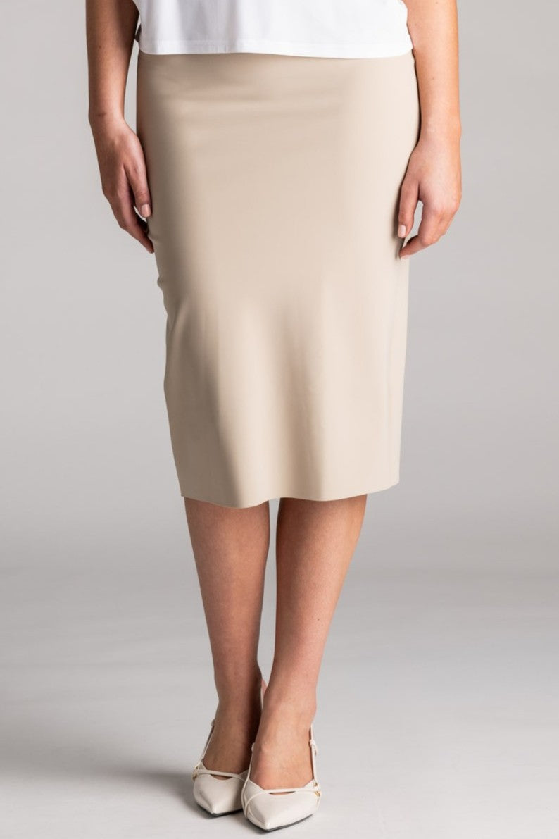 PAULA RYAN Regular Stretch Pencil Skirt Bonded - Microjersey Warm Sand