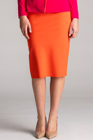 PAULA RYAN Regular Stretch Pencil Skirt Bonded Microjersey - Orange