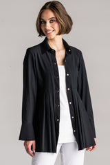 PAULA RYAN Tucked Waist Shirt - Microjersey Black