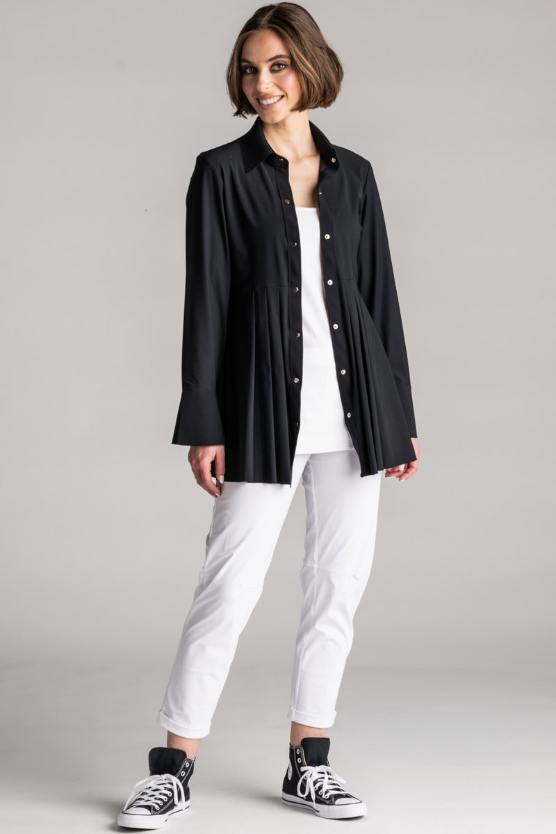 PAULA RYAN Tucked Waist Shirt - Microjersey Black