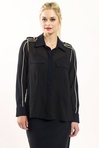PAULA RYAN Official Panelled Shirt - Black/Gold