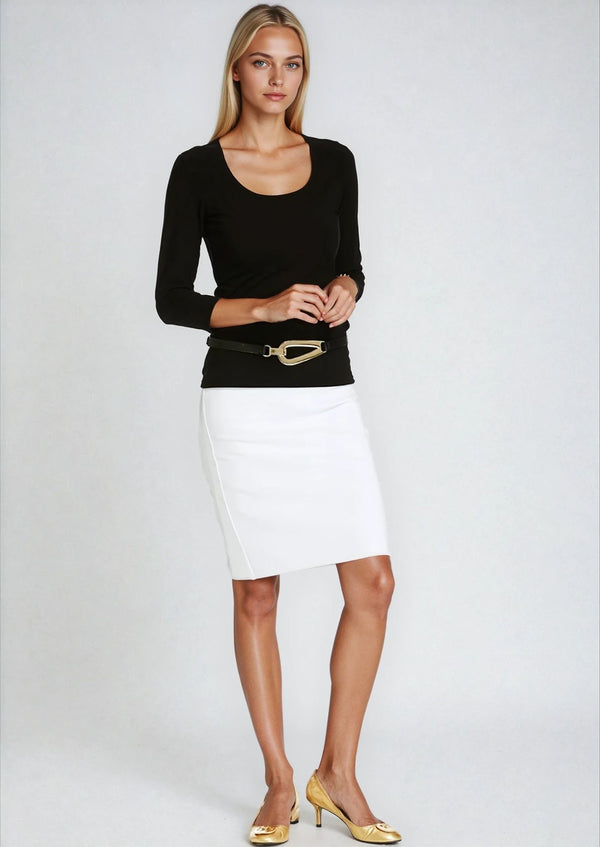 PAULA RYAN Slim Fit 3/4 Sleeve U Shape Neck Top - Eco Vero Black - Paula Ryan