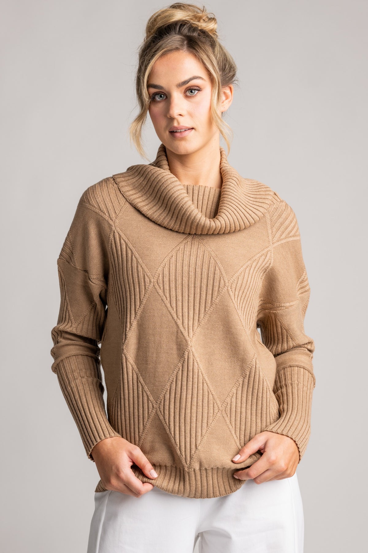 PAULA RYAN Diamond Rib Sweater - Merino Camel - Paula Ryan