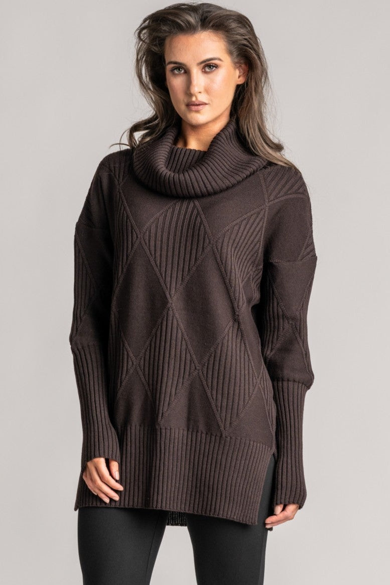 PAULA RYAN Diamond Rib Tunic - Merino Cocoa