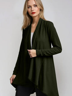 PAULA RYAN Panelled Swing Cardigan - Merino Khaki - Paula Ryan