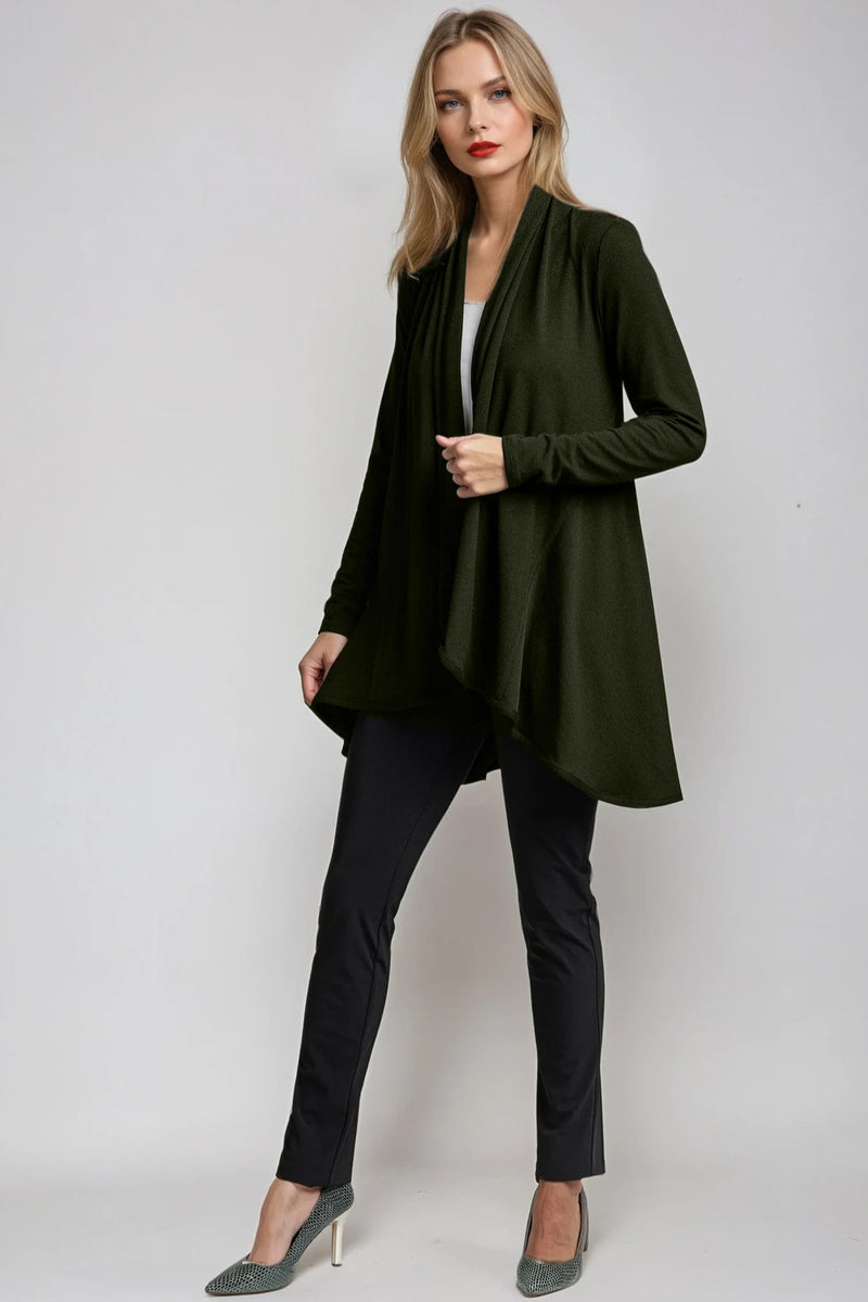 PAULA RYAN Panelled Swing Cardigan - Merino Khaki