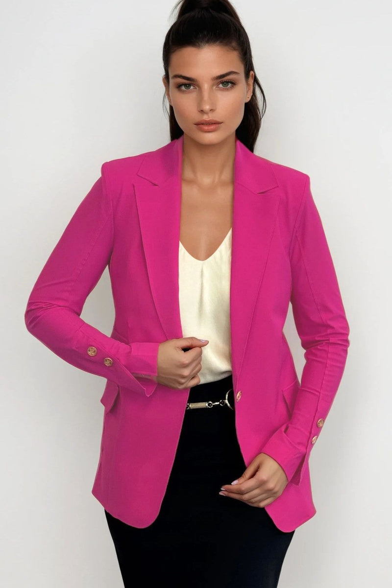 PAULA RYAN Long-line Boyfriend Jacket - Microjersey Electric Pink - Paula Ryan