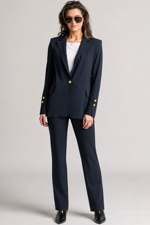 PAULA RYAN Tailored Pant - Microjersey Navy