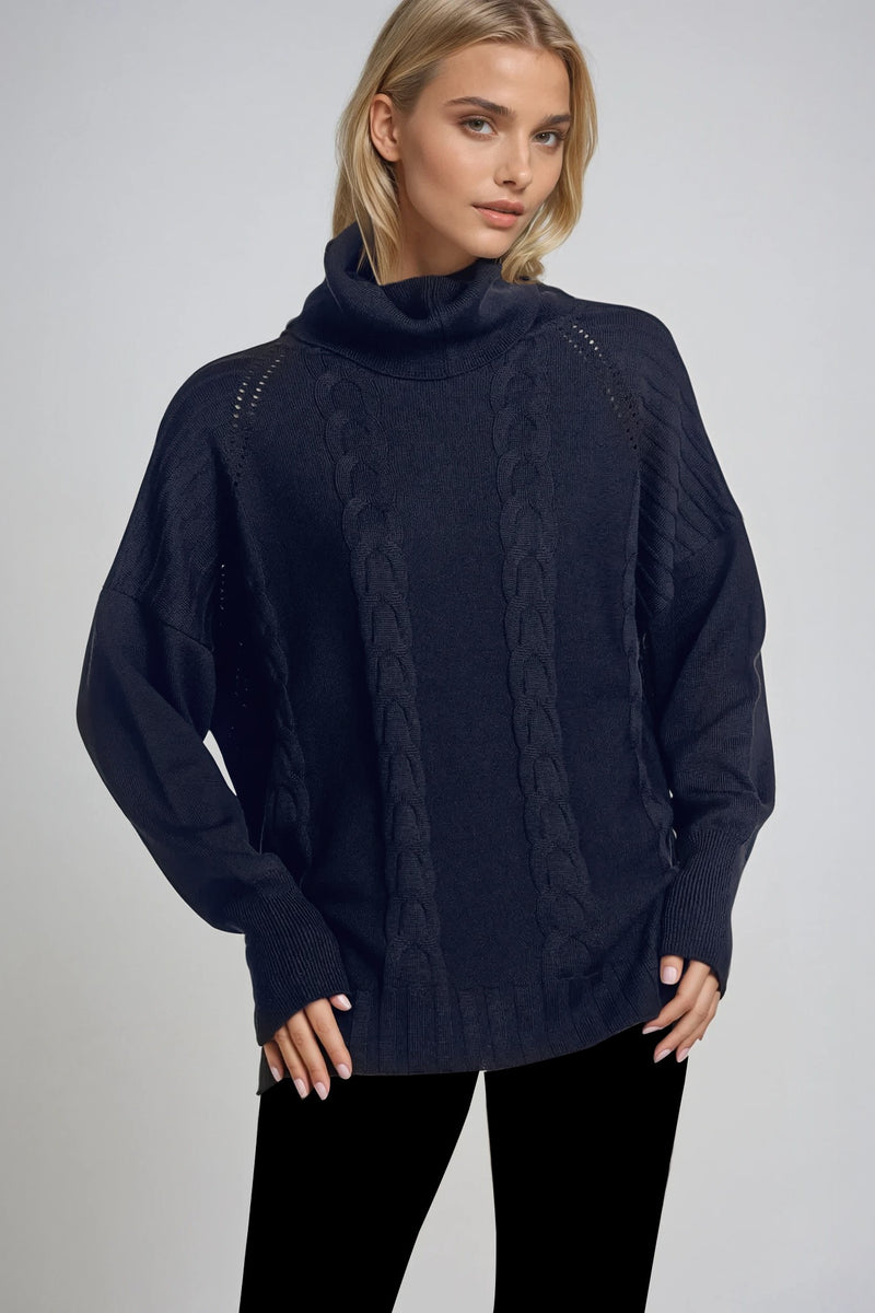 PAULA RYAN Cable Knit Jumper - Navy