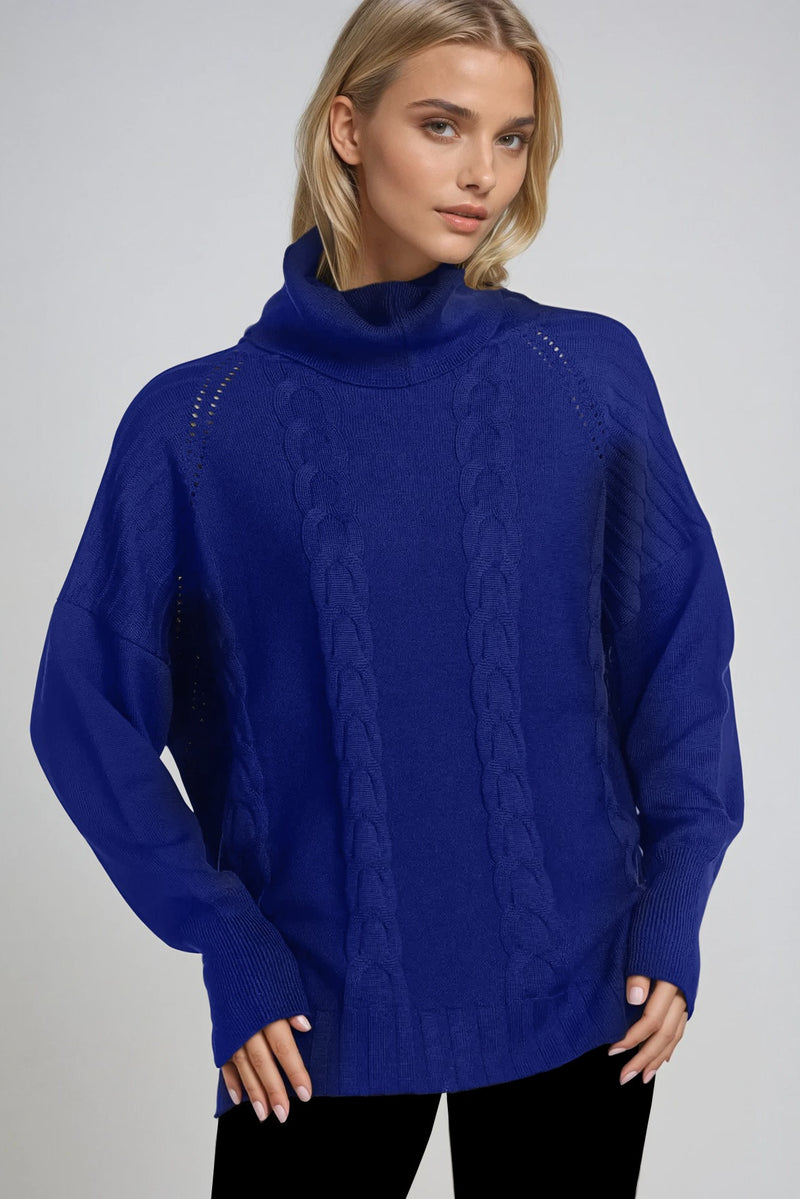 PAULA RYAN Cable Knit Jumper - Cobalt Blue Merino - Paula Ryan