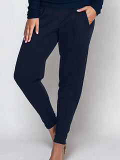 PAULA RYAN ESSENTIALS Ankle Pleat Merino Basque Pant - Navy - Paula Ryan
