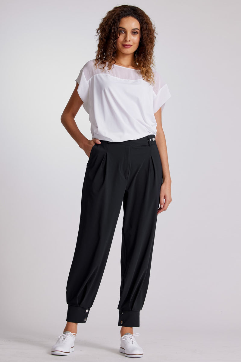 PAULA RYAN Cuffed Pant - Black - Microjersey - Paula Ryan