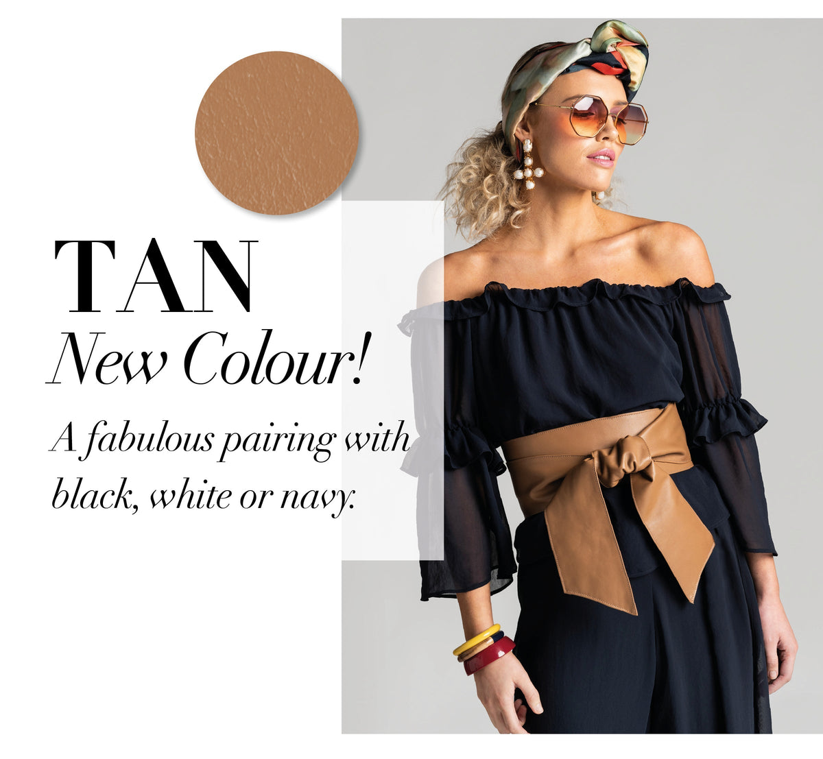 PAULA RYAN Soft Leather Wrap Belt - Tan - Paula Ryan