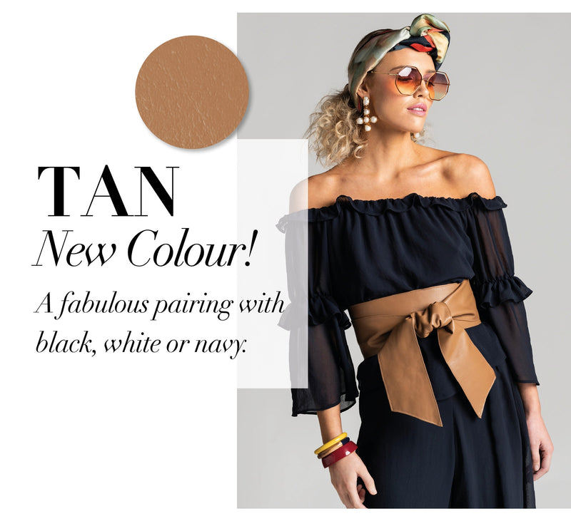 PAULA RYAN Soft Leather Wrap Belt - Tan - Paula Ryan