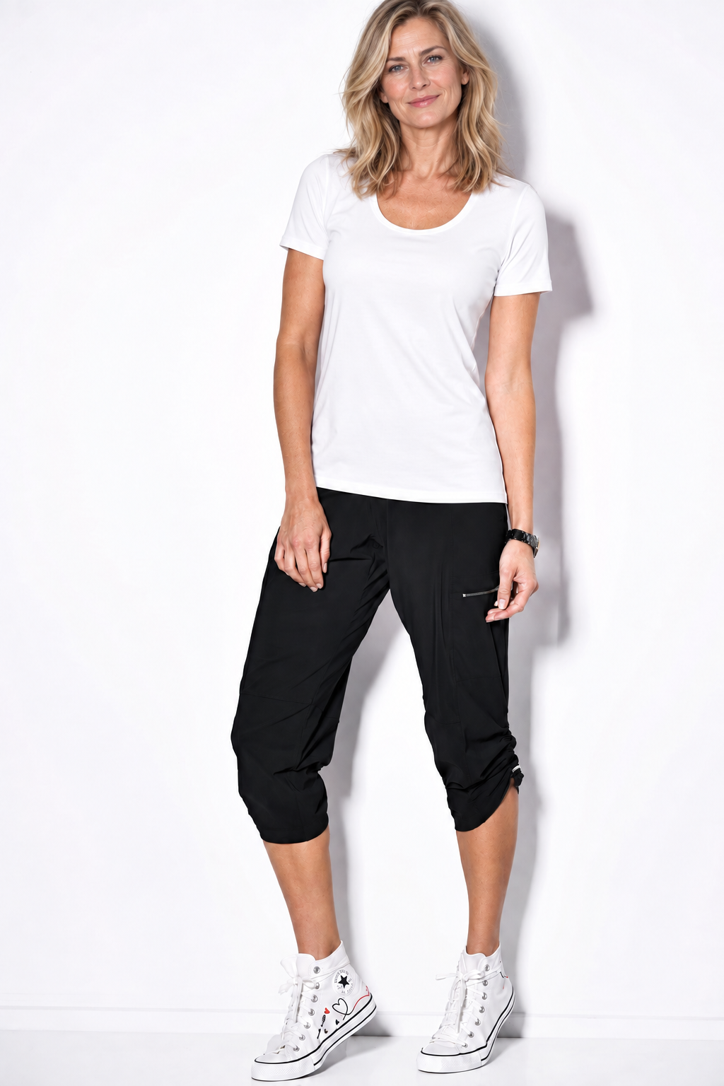 PAULA RYAN Toggled Clam Digger - Microjersey - Black
