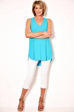 PAULA RYAN Long Layering Singlet Microjersey - Cyan Blue