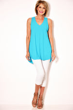 PAULA RYAN Long Layering Singlet Microjersey - Cyan Blue