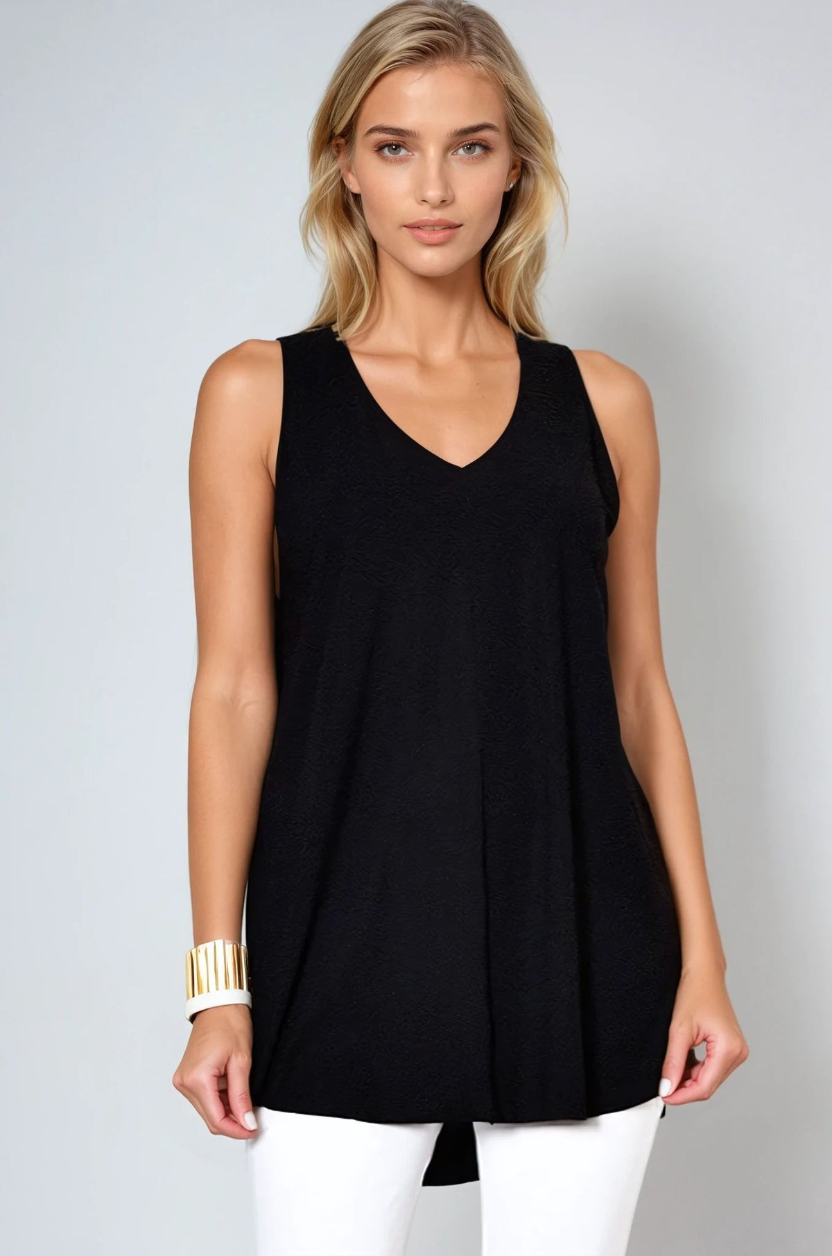 PAULA RYAN Long Layering Singlet Microjersey - Black
