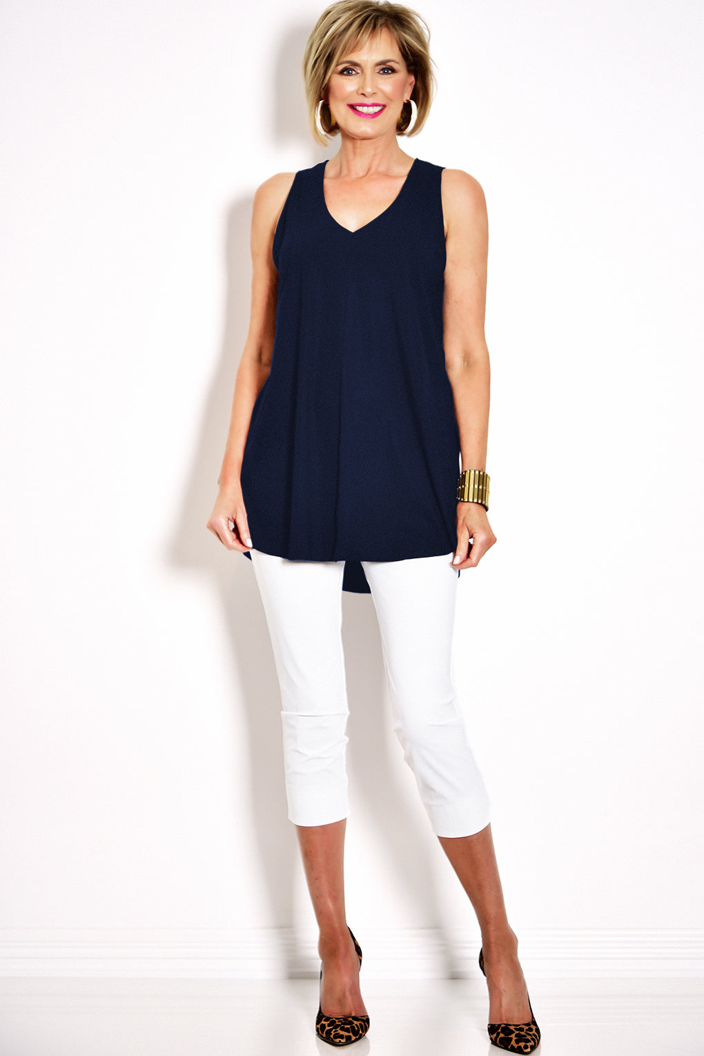 PAULA RYAN Long Layering Singlet Microjersey - Navy - Paula Ryan