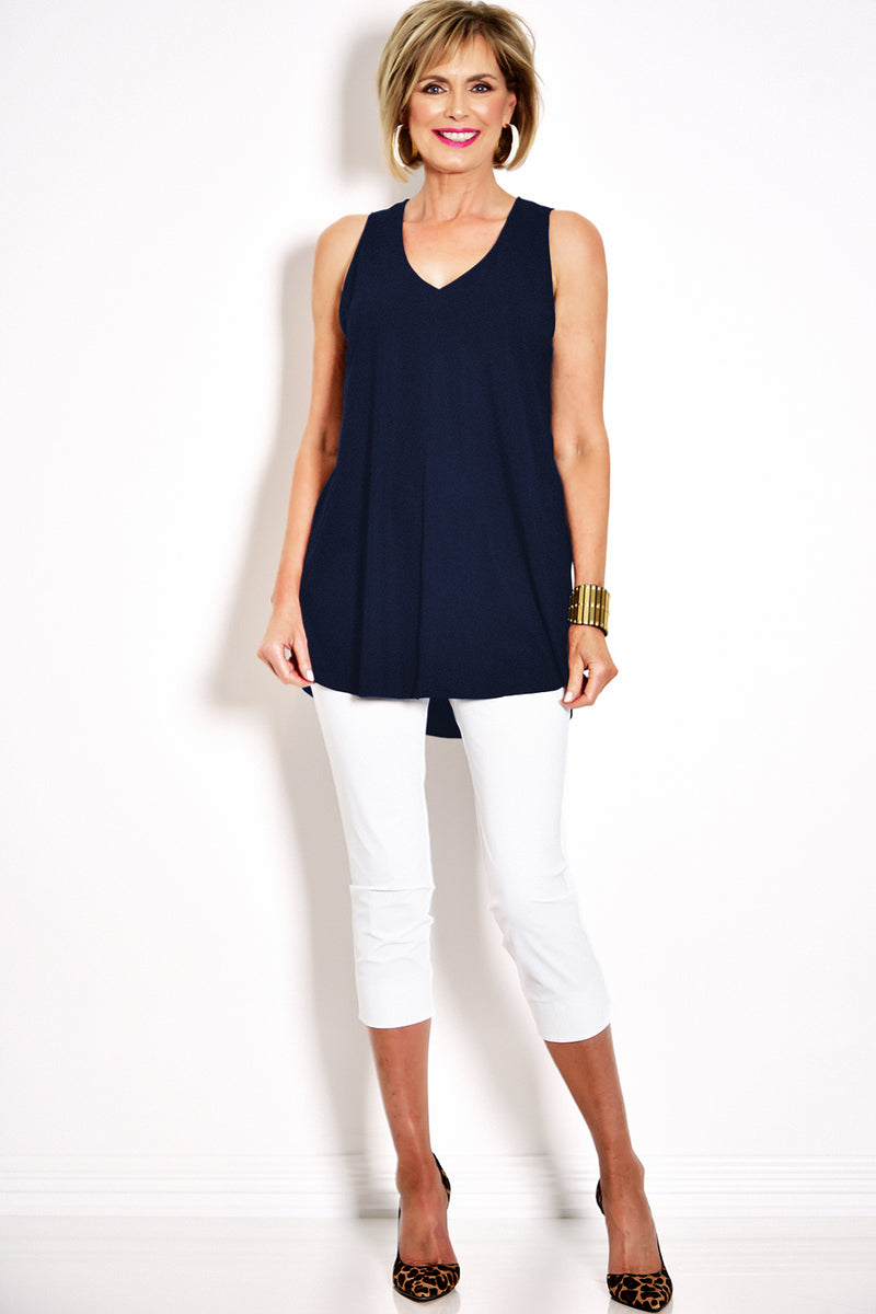 PAULA RYAN Long Layering Singlet Microjersey - Navy - Paula Ryan