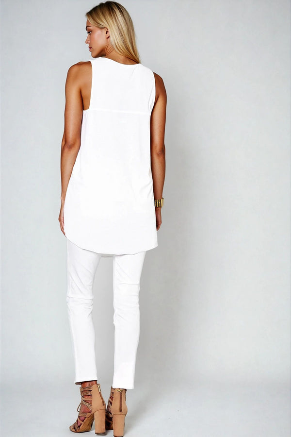 PAULA RYAN Long Layering Singlet Microjersey - White - Paula Ryan