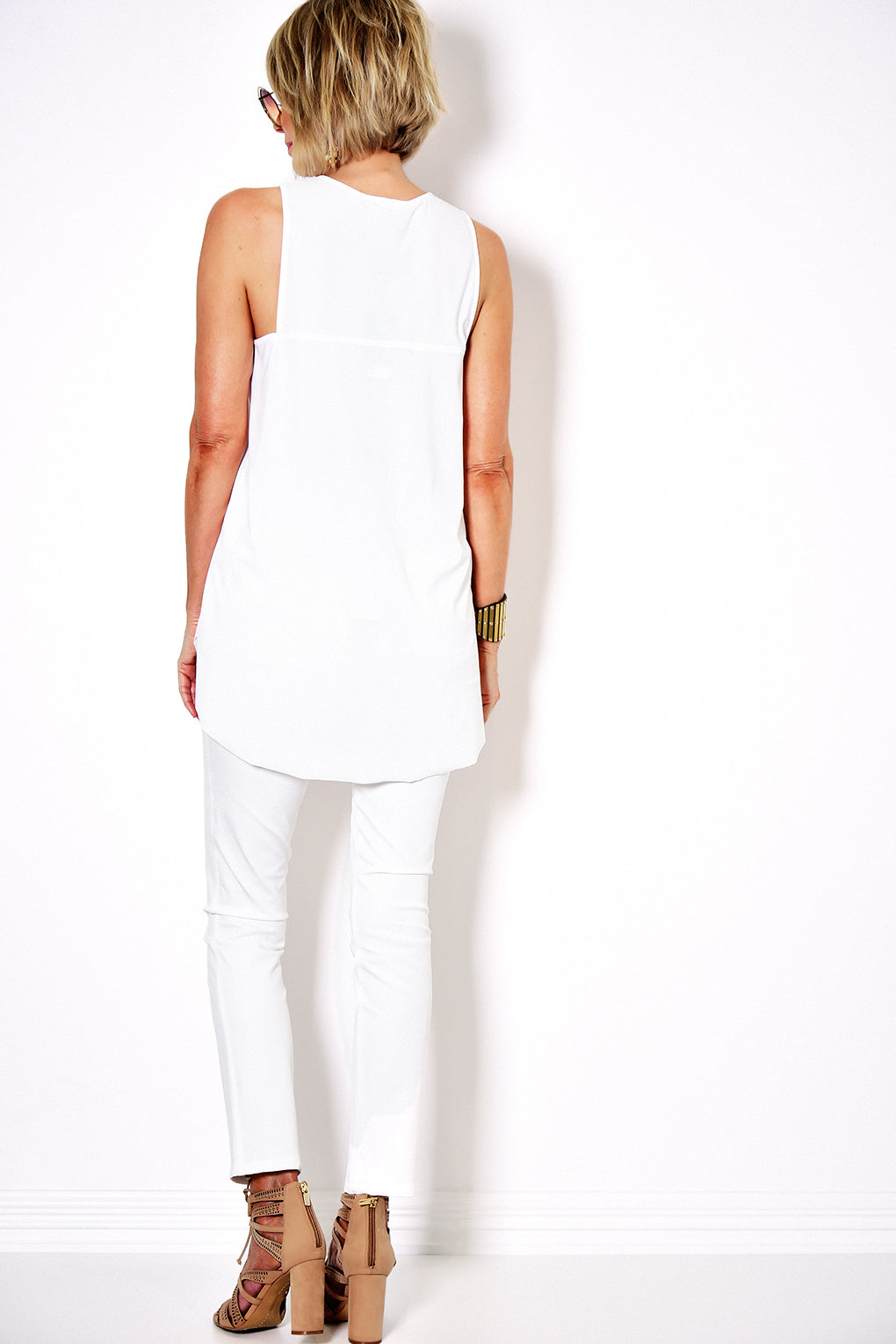 PAULA RYAN Long Layering Singlet Microjersey - White - Paula Ryan