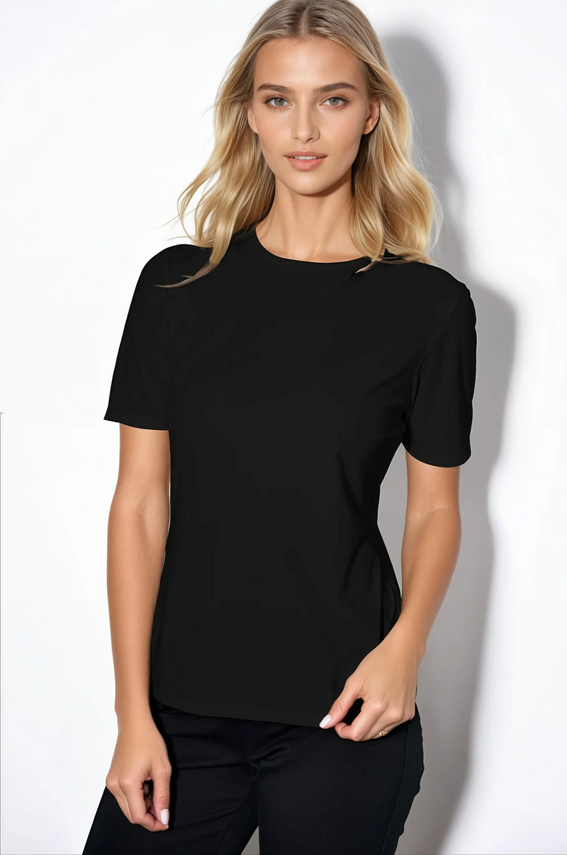 PAULA RYAN Crew Neck Body Tee - Microjersey