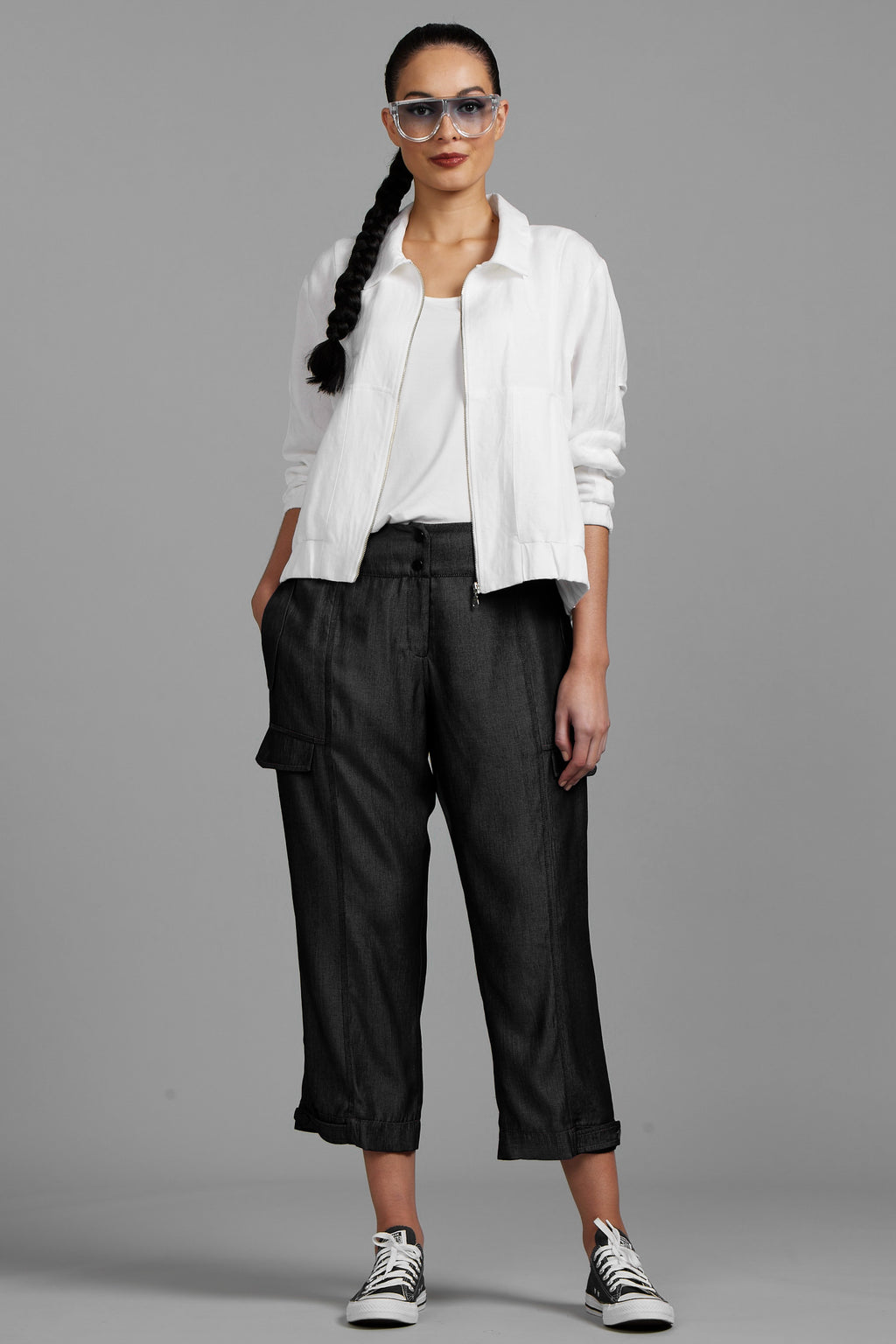 PAULA RYAN Washer Linen Casual Pant - Black