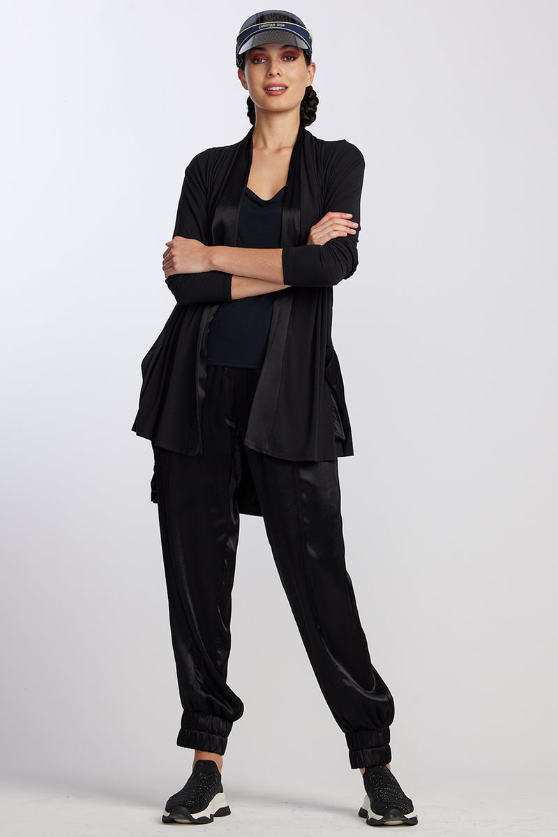 PAULA RYAN RELAXED Casual Satin Joggers - Black - Paula Ryan