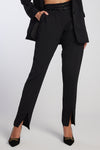 PAULA RYAN Tuxedo Split Front Cigarette Pant - Black - Paula Ryan