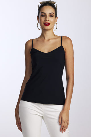 PAULA RYAN Microjersey Cami Top - Black