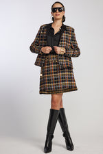PAULA RYAN Check Beaded A-line Mini Skirt - Malik Check PRE ORDER - Paula Ryan